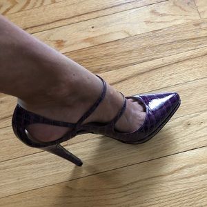 Authentic Casadei Purple Moc-Croc Pumps